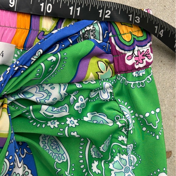 Bailey/44 Colorful Maxi Skirt Sz M Satin Knot Side Slit Coastal Tropical Floral - Picture 9 of 10